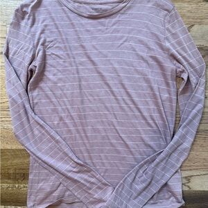 Vince Striped Long Sleeve Tee in Dusty Rose, 100% Pima Cotton
